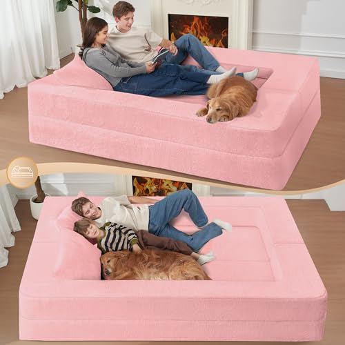 Futon Sofa Bed with Pillow, 3-in-1 Sleeper Sofa Bed with Removable Cover | Co...