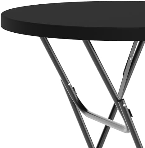 Flash Furniture 2.6 ft Plastic Round Folding Table, Black, 4-Pack