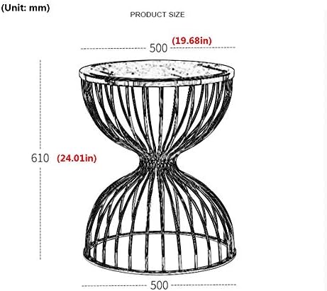 Telephone Table, Marble Round Metal Side Table,Living Room Sofa Side Table,Te...