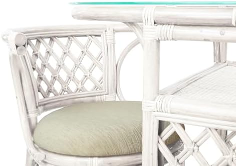 Borneo Compact Dining Set White Color, Table with Glass Top + 2 Chairs with C...