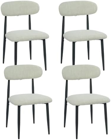 FREKEN Modern Upholstered Dining Chairs Set of 4, Mid-Century Metal Frame Lin...