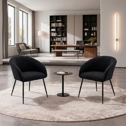 Modern Vanity Chair, Living Room Chair with Metal Legs,Teddy Fabric Dining Ch...