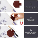 SESENSE Magnetic Pen Holder for Notebook - 3 Pcs Leather Magnetic Bookmarks Holder for Reading Women, Book Lover Gifts for Bookish, Standard Size