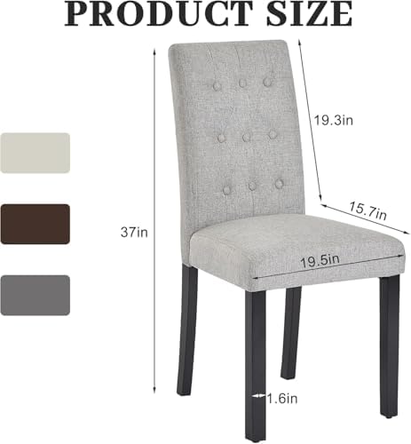 VECELO Upholstered Dining Chairs Set of 4, Button Tufted Parsons Chairs with ...