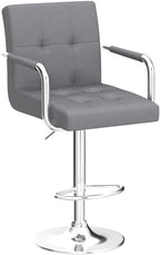 Yaheetech Velvet Bar Stools Set of 4, Adjustable Barstools with Armrest, Counter Height Stool Chairs with Thickened Seat Cushion for Kitchen Island, Dark Grey