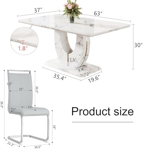 Dining Table Set for 6, Kitchen Table Chairs Set of 6, Modern Dining Room Set...