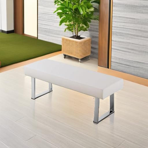 JIEXI 45.3" Upholstered PU Leather Bedroom Bench Footstool with Metal Le...