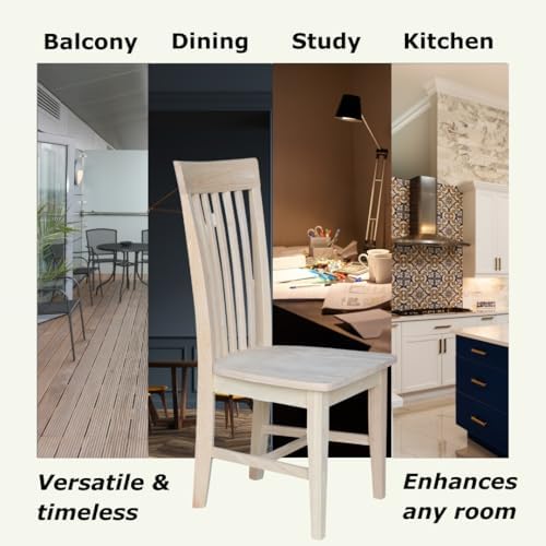 Set of 2 Tall Mission Dining Chairs Solid Parawood, Upgrade Your Dining Exper...