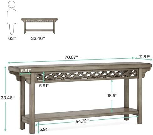 Tribesigns 70.8-Inch Solid Wood Long Console Table, Farmhouse Entryway Table ...