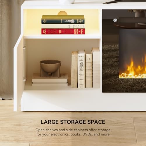 70" TV Stand with 36" Electric Fireplace, Large Modern Media Entert...
