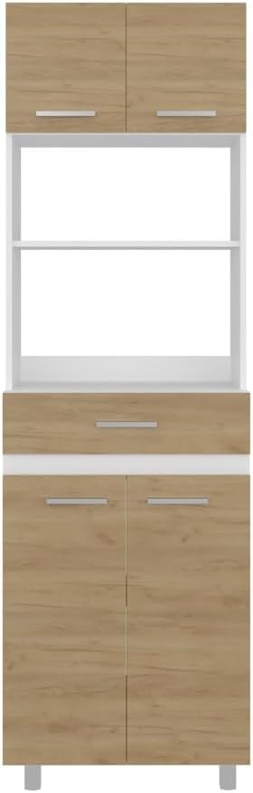 Pantry Cabinet with Storage Drawer, Microwave Locker for Kitchen Hallway, Mod...