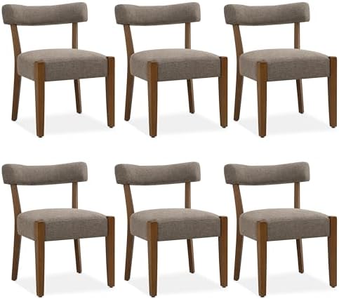RNKSFX Upholstered Dining Chairs Set of 6, Walnut Wooden Kitchen & Dining...