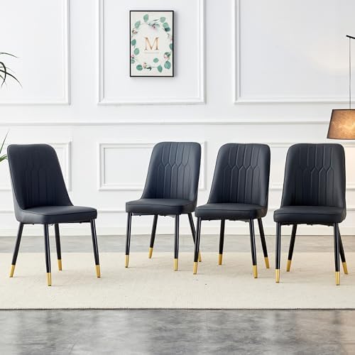 Dining Chairs Set of 4，Modern Dining Chairs | PU leather Backrest Cushions an...