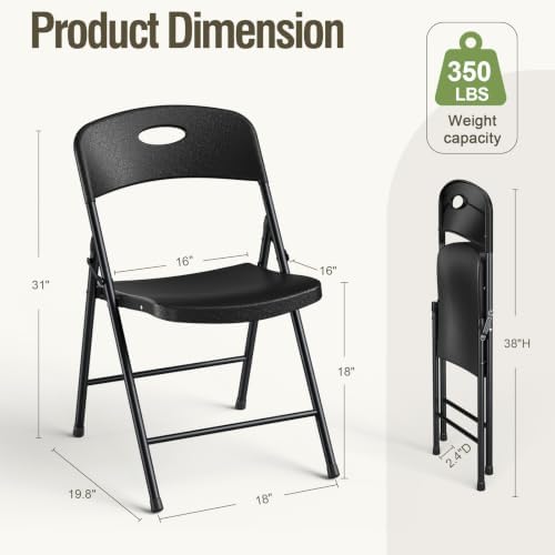 Folding Table and Chairs Set for 5, 5FT Foldable Plastic Table with Carry Han...