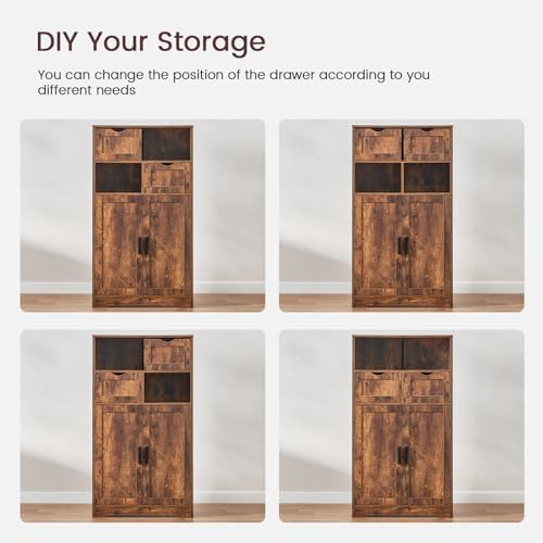 Iwell Bathroom Storage Cabinet with 2 Drawers, Small Kitchen Pantry Cabinet