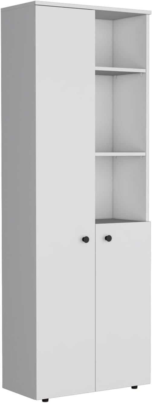 67-Inch Kitchen Pantry with Three Doors, Exterior Shelves & Ample Storage