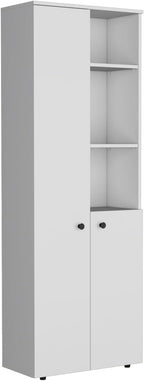 67-Inch Kitchen Pantry with Three Doors, Exterior Shelves & Ample Storage