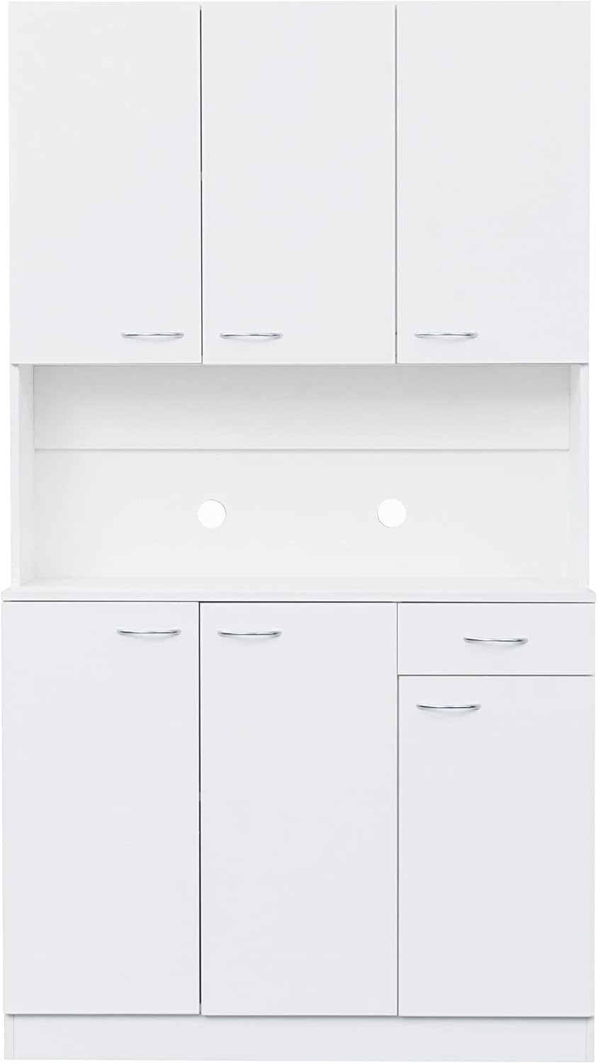 LUMISOL Kitchen Pantry Cabinet, Solid Wood Kitchen Hutch with Microwave Stand...