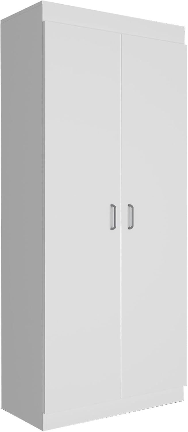 Pantry Double Door Cabinet, Storage Locker with Five Shelves,Three Interior D...