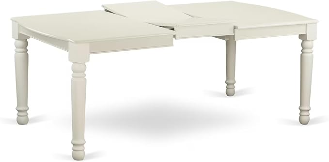 East West Furniture DOCE5-LWH-15 5 Piece Dining Set Includes a Rectangle Dining Room Table with Butterfly Leaf and 4 Baby Blue Linen Fabric Upholstered Chairs, 42x78 Inch, Linen White