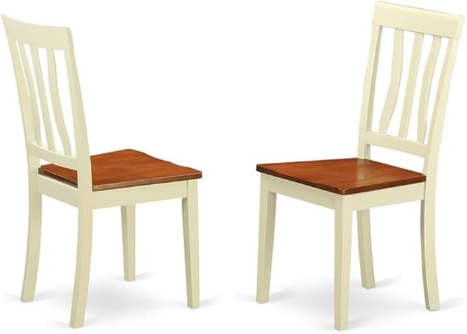 East West Furniture MZAN3-WHI-W 3 Piece Kitchen Table & Chairs Set Contains a Rectangle Dining Table with Dropleaf and 2 Dining Room Chairs, 36x54 Inch, Buttermilk & Cherry