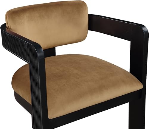 Meridian Furniture Sacha Velvet/Rubberwood Dining Chair, Saddle, Set of 2