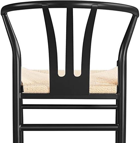 Yaheetech Dining Chairs Set of 2 Mid Century Modern Woven Chairs Black