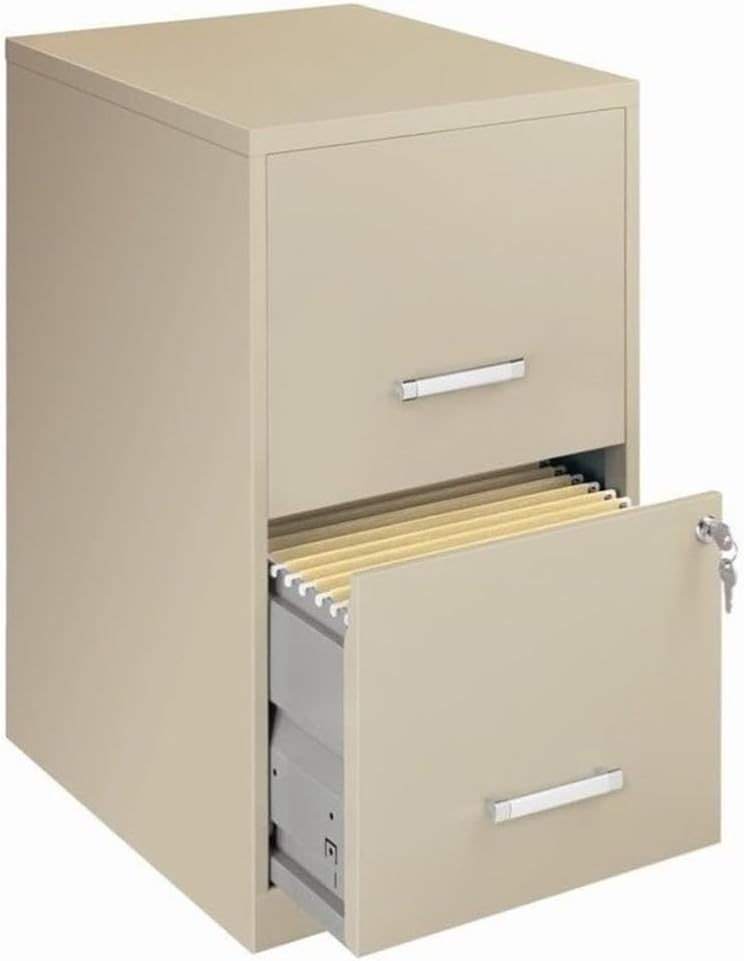 Scranton & Co 2-Drawer Metal Filing Cabinet, 18" Deep, Beige/Putty F...