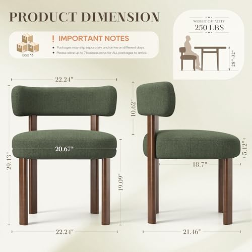 Wooden Dining Chairs Set of 4, Upholstered Kitchen Chairs with Solid Wood Leg...