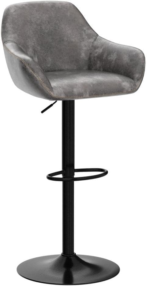 Yaheetech Bar Stools Set of 4, Adjustable Swivel PU Leather, Gray