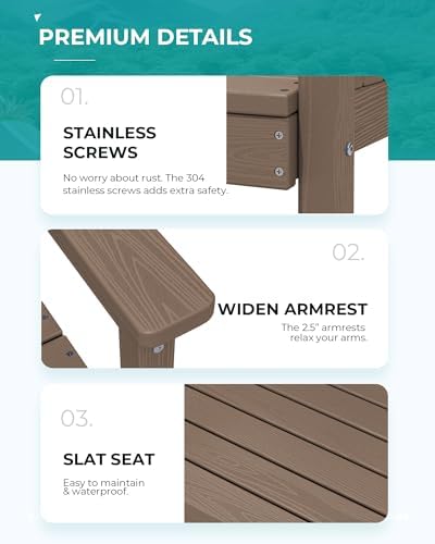 SERWALL 7 Pcs Outdoor Dining Set, 67" HDPE Dining Set for 6, Coffee