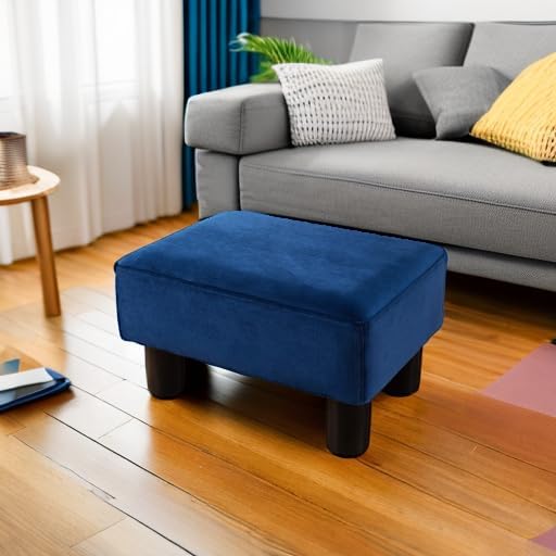 LUE BONA Small Foot Stool, Velvet Fabric Footrest Ottoman Stool with Non-Skid...