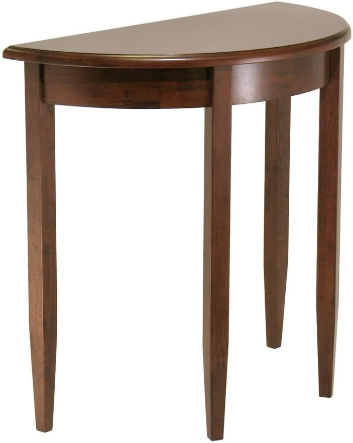 Furnifact Solid Wood Half Moon Table in Antique Walnut Finish, Elegant Small ...