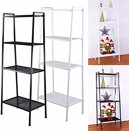 4-Tier Iron Ladder Bookshelf, 60 x 35 x 147 cm, Ivory White | Up to 88 lbs Load Capacity, Wide Storage Design, Easy Installation, Home & Office Use, Sturdy Iron Frame