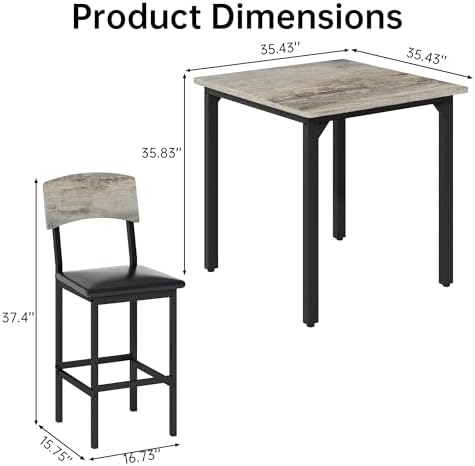 AWQM 5-Piece Dining Table Set, Kitchen Table Set for 4 (Gray)