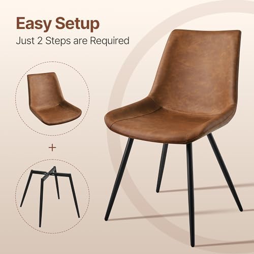 Yaheetech Dining Chairs Set of 6 Mid Century Modern Kitchen Chairs Brown