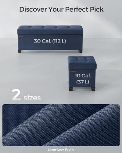 SONGMICS Storage Ottoman Bench, Foldable Foot Rest with Legs | End of Bed Ben...