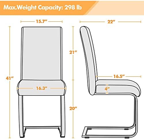 Yaheetech Dining Chairs Set of 4 High Back Modern Kitchen Chairs Light Gray