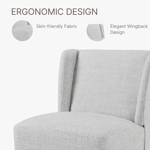 KISLOT Upholstered Dining Chairs Set of 4 with Casters, Light Grey