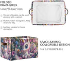 Emelivor Unicorn Flowers Garden Pink Storage Bin Collapsible with Handle Rectangle Waterproof Fall Basket for Storage Cube Closet Organizer for Nursery Office Shelf Book Bathroom