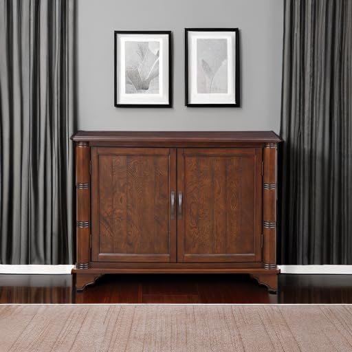 40" Sideboard Cabinet 2-Doors Solid Wood, Retro Buffet Cabinet with Stor...