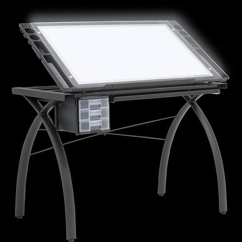 Artograph Futura Light Tracing Table with Storage Drawers, Charcoal Black