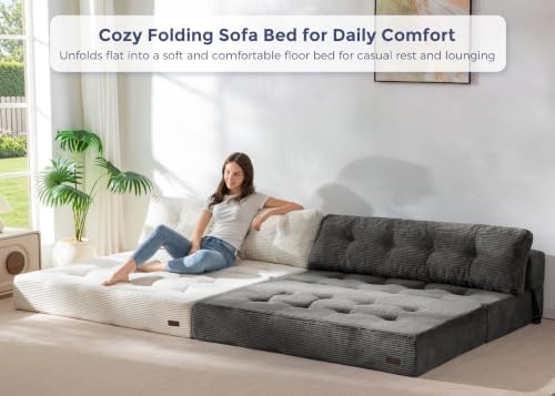 MAXYOYO Folding Sofa Bed, Convertible Chair Bed with Pillow | Portable 4 in 1...