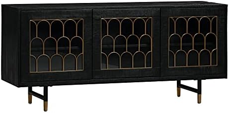 TOV Furniture The The Gatsby Collection Art Deco Brass Dark Acacia Wood Buffe...
