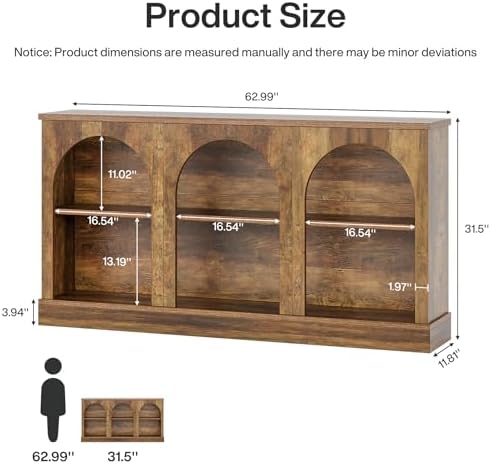 Tribesigns Arched Console Table, 63" Wooden Entryway Table with Storage ...