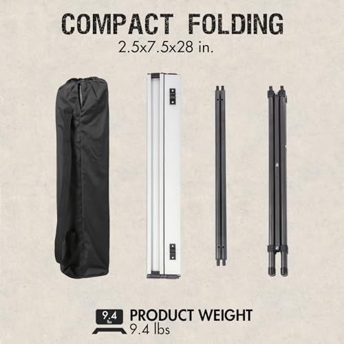 Portal Lightweight Aluminum Folding Square Table Roll Up Top 4 People Table