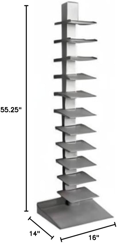 SEI Furniture 11- shelf Metal Spine Book Tower, Silver