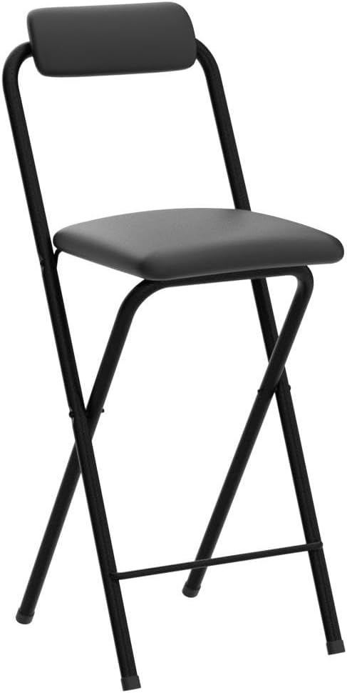 DSHOME Folding Bar Stool with Backrest,Leather Padded Counter Height Foldable...