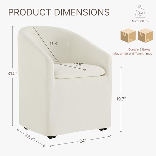 KISLOT Upholstered Dining Chairs with Casters, Washable Cover Modern Dining R...
