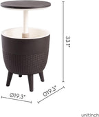 Lagoon Cancún Outdoor Cooler Bar/Cocktail/Coffee 3-in-1 Patio Table (Brown)